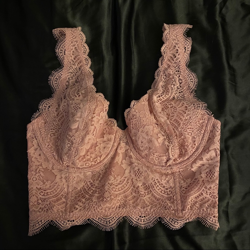 Victoria Secret Lined Bralette- Pastel Pink Lace